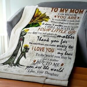 Mom Sunflower Sherpa Throw Blanket! Mother's Day, Birthday Gift  Size 50x60